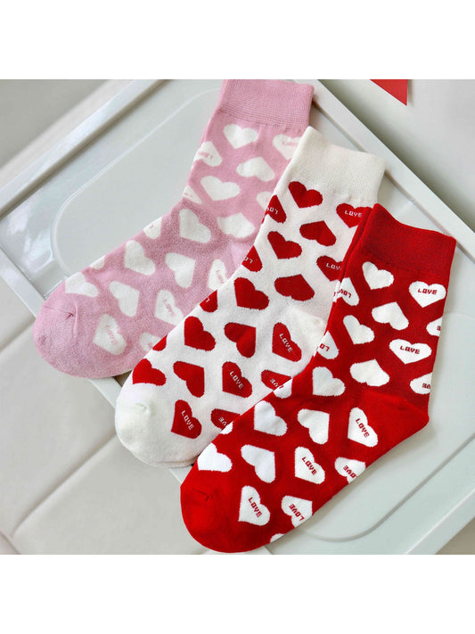 Rufia - Graphic Heart Pattern Crew Socks