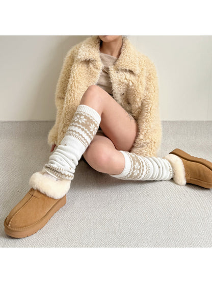 Cozyra - Fair Isle Snowflake Knit Leg Warmers