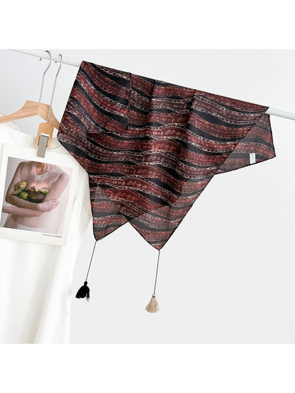 Scarvii - Elegant Print Tassel Square Scarf