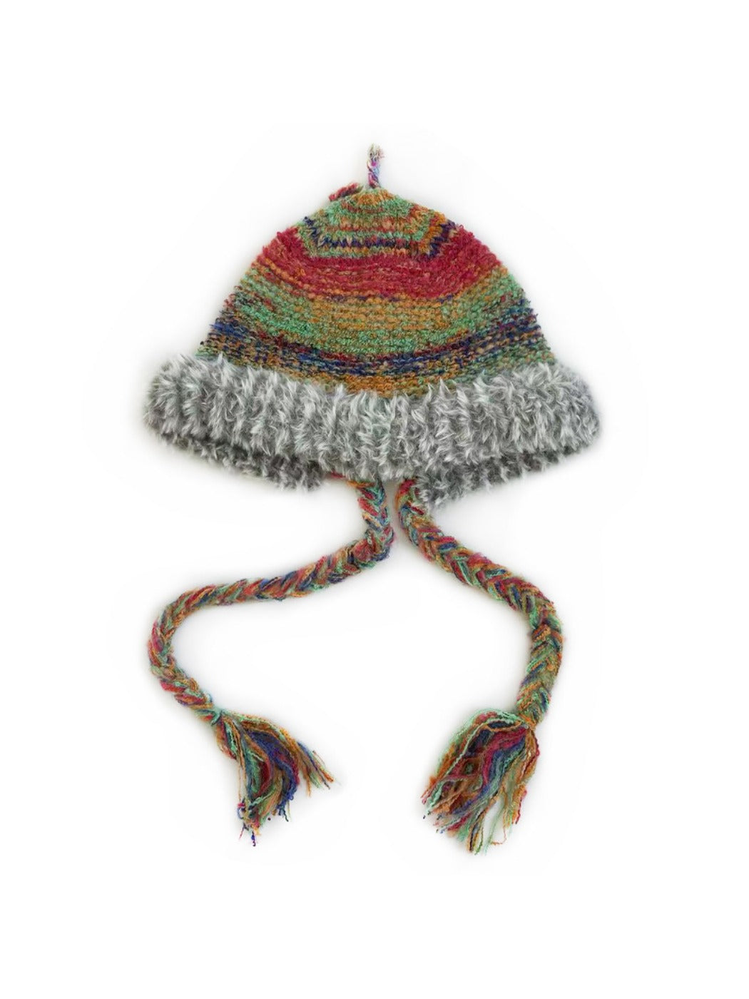 Haila - Rainbow Stripe Knitted Beanie with Earflaps for Women