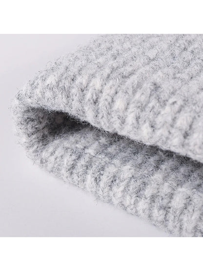 Haila - Fuzzy Ribbed Wide Cuff Knit Beanie