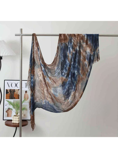 Scarvii - Abstract Mottled Tie-Dye Fringe Scarf