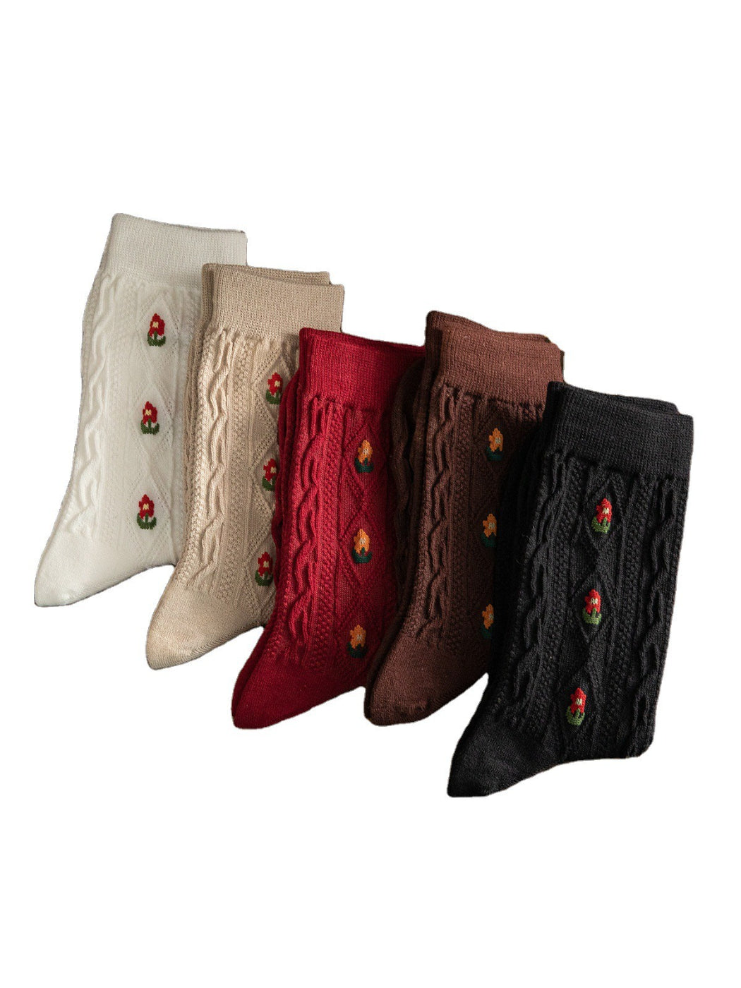 Rufia - Vintage Floral Cable Knit Crew Socks product image 1
