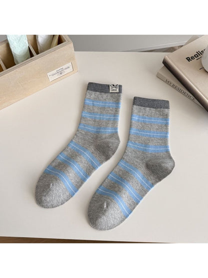 Rufia - Color-Block Striped Casual Women's Crew Socks