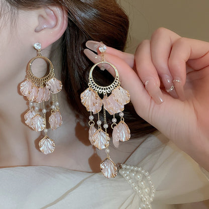 Earwish - Pink Shell Dreamcatcher Earrings - Dreamy & Chic