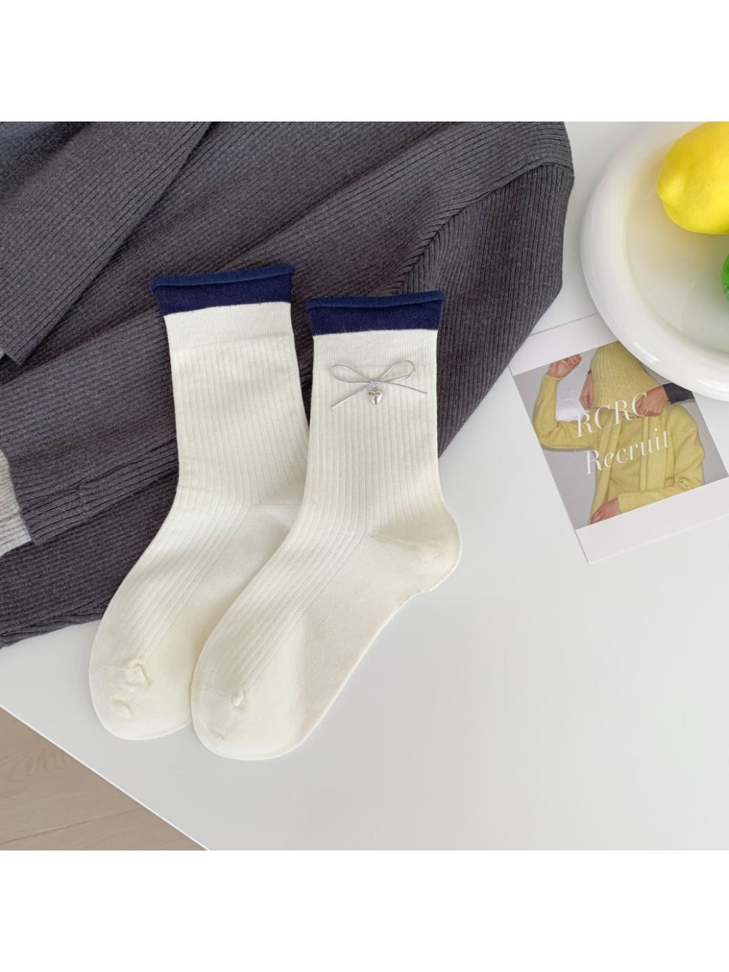 Rufia - Women's Mid-Crew Capsule Socks with Minimalist Prints