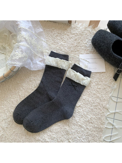 Rufia - Minimal Bow Accent Ribbed Crew Socks product image 7