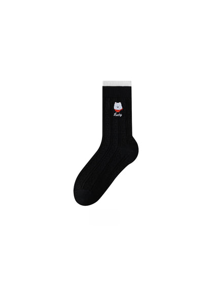 Rufia - Cute Animal Embroidery Crew Socks