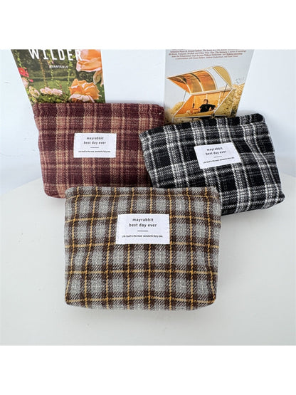 Cosbai – Vintage Plaid Toiletry & Cosmetic Bag