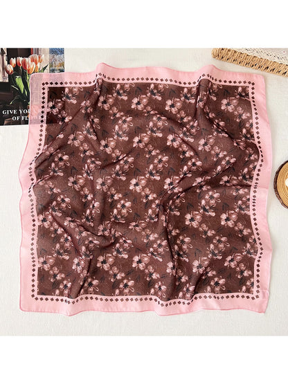 Scarvii - Fresh Floral Pattern Decorative Square Scarf