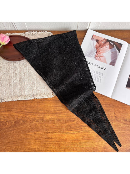 Scarvii - Floral Cutwork Triangle Fashion Neck Scarf
