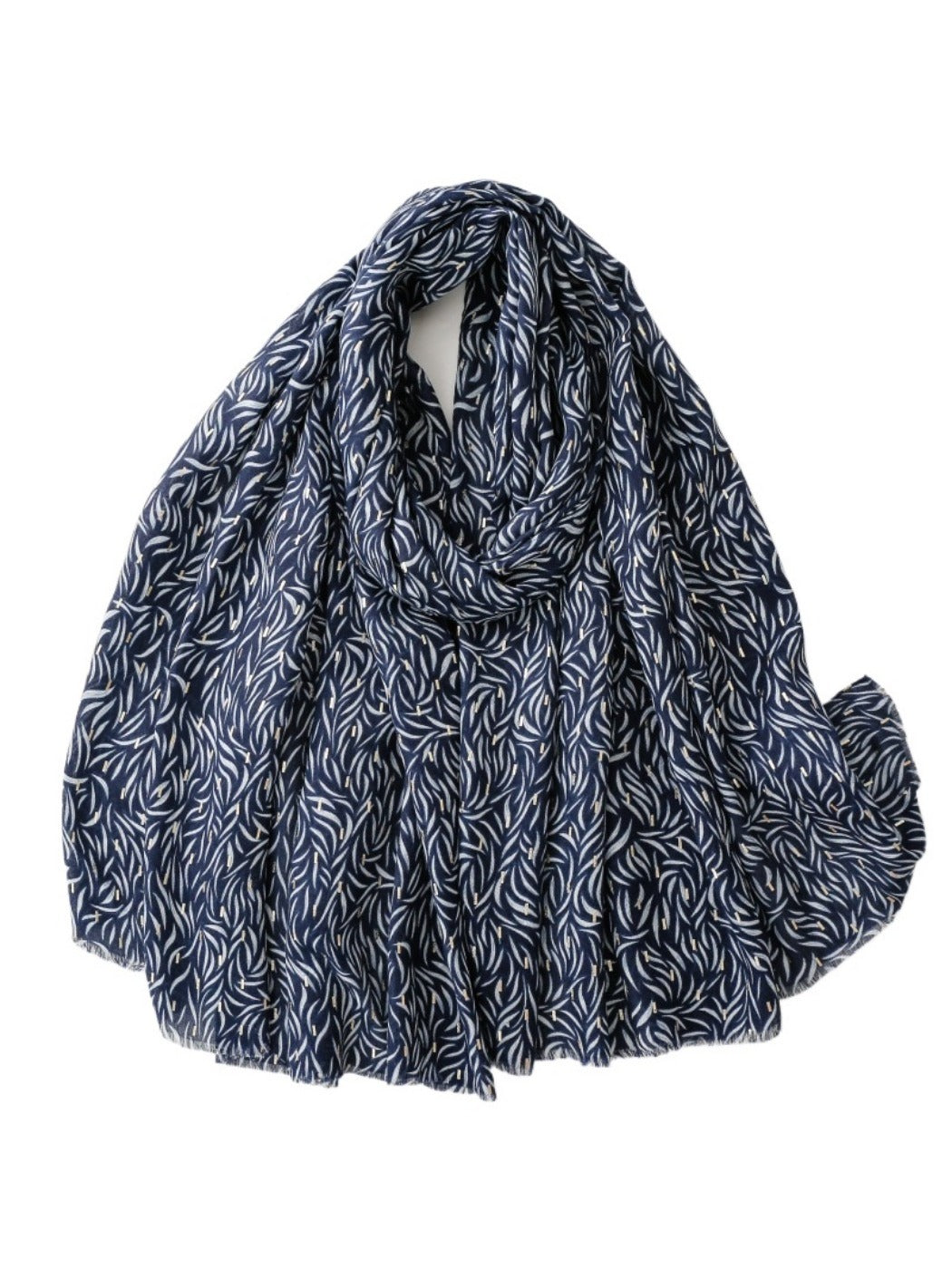Scarvii - Minimalist Willow Leaf Print Scarf – Elegant & Versatile