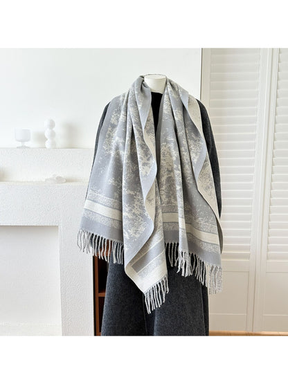 Scarvii - Reversible Jacquard Fringe Scarf