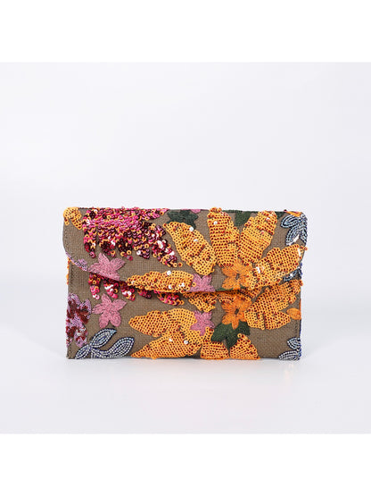 Cosbai clutch bag open showing interior and lining
