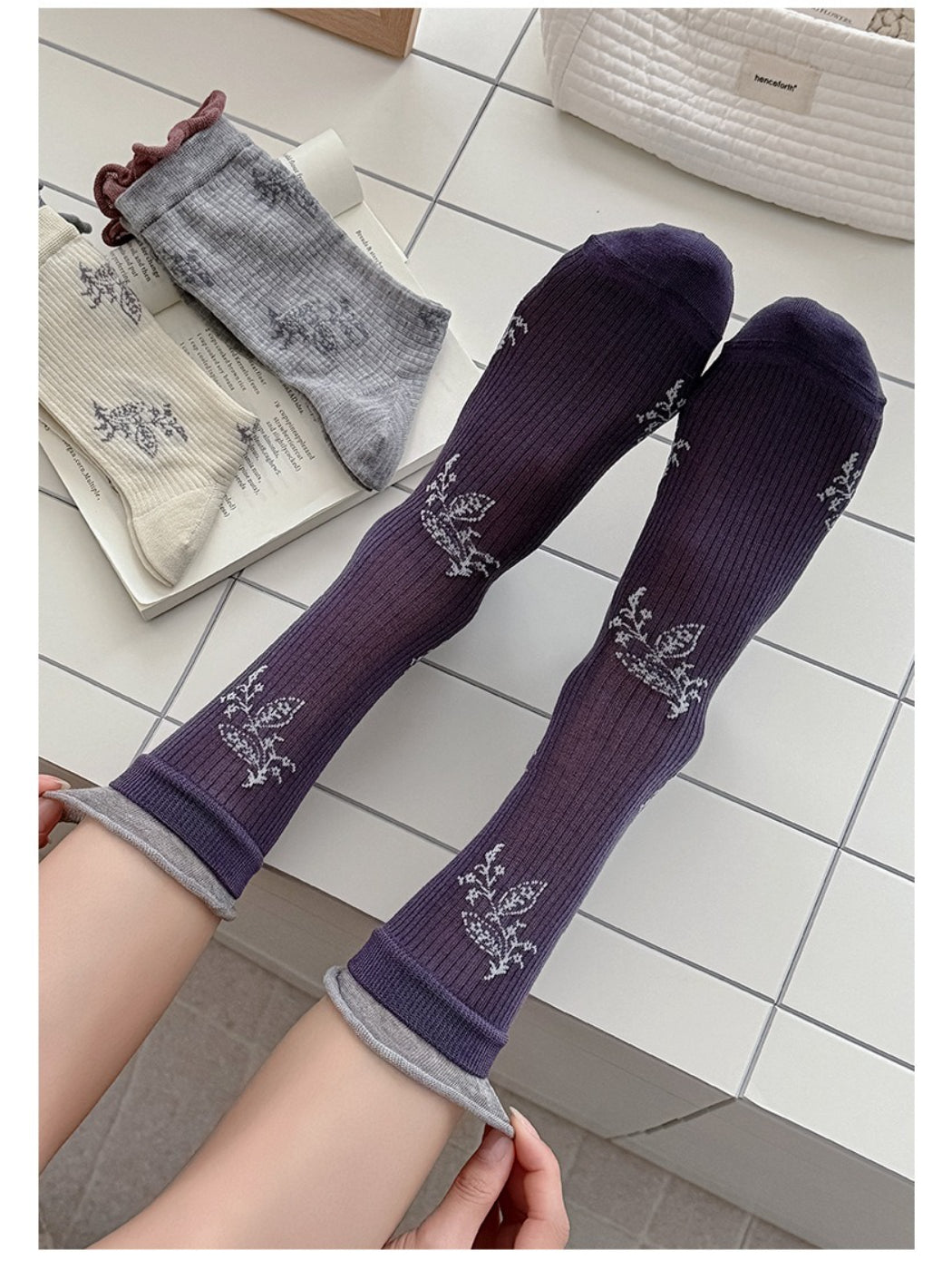 Rufia - Soft Botanical Print Crew Socks product image 6