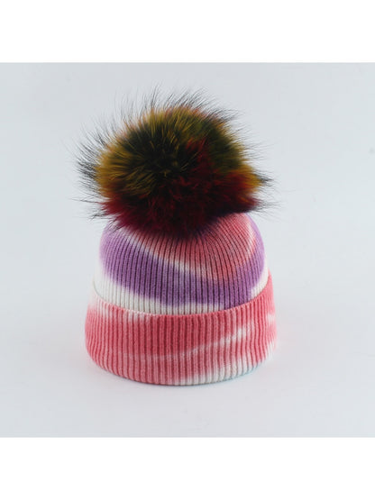 Haila - Striped Pom Pom Knit Beanie