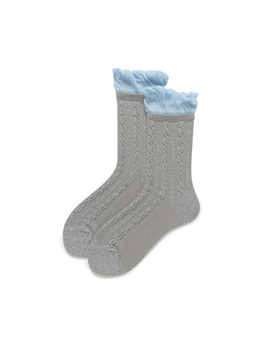 Rufia - Cable Knit Frill Cuff Crew Socks