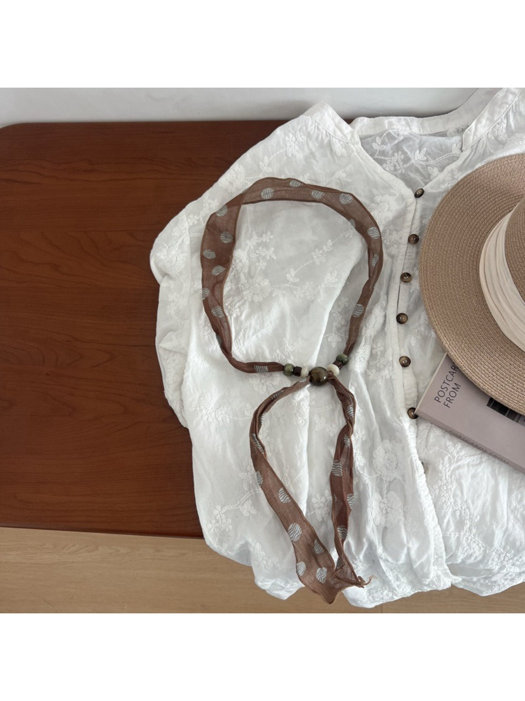 Scarvii Sheer Edge Bead Skinny Scarf