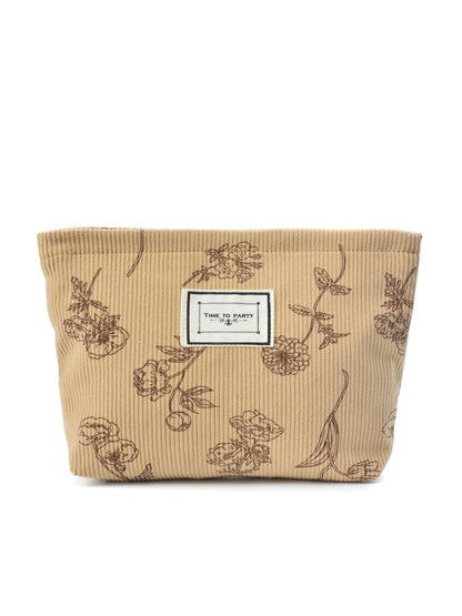 Cosbai - Floral Corduroy Portable Storage Bag