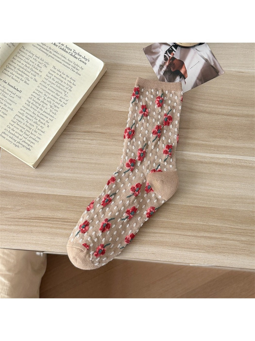 Rufia - Dotted Garden Floral Crew Socks