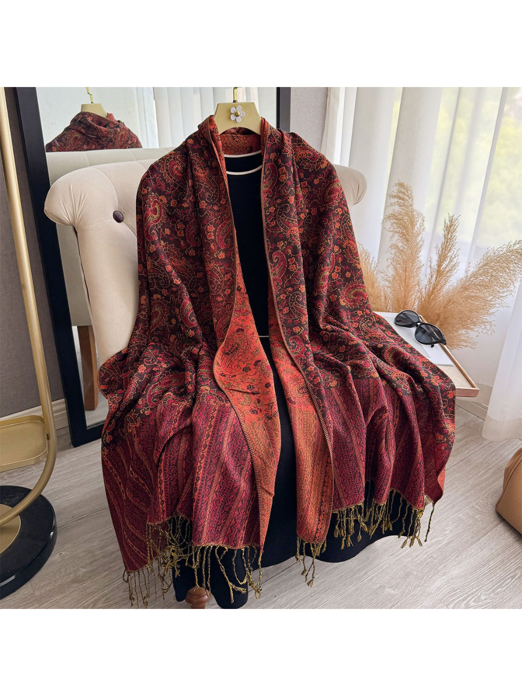 Scarvii - Classic Paisley Fringe Shawl Scarf