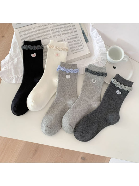 Rufia - Muted Soft Ruffle Cuff Crew Socks