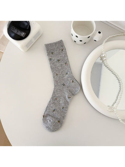 Rufia - Tiny Floral Ribbed Crew Socks product image 6
