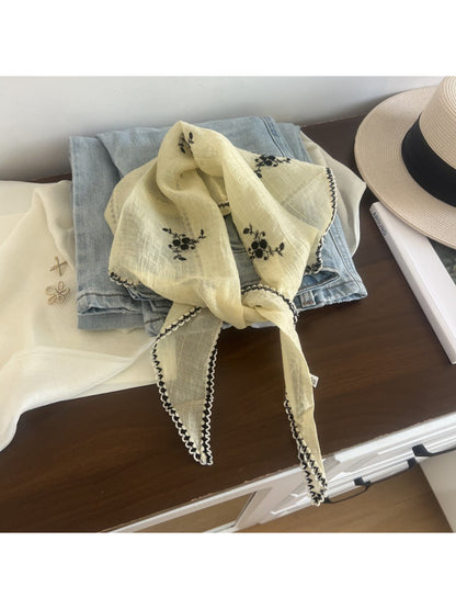 Scarvii Soft Botanical Print Triangle Scarf