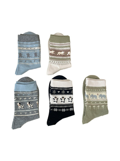 Rufia - Animal Pattern Cute Pattern Mid-Calf Socks