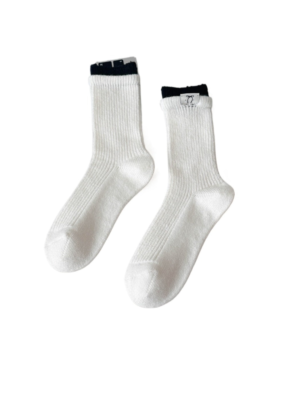Rufia – Contrast Cuff Winter Socks with Bow Label