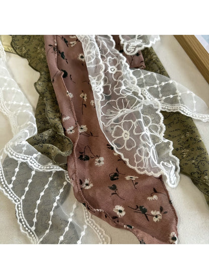Scarvii - Fresh Floral Pattern Lace Scarf