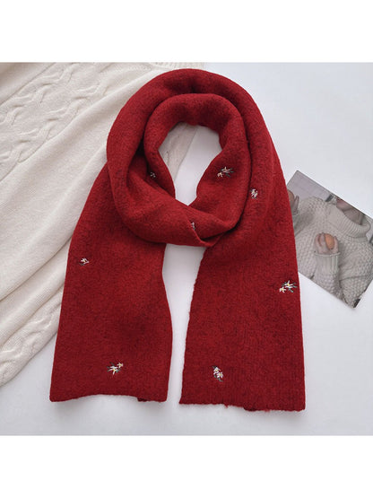 Scarvii - Soft Floral Detail Knit Scarf