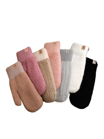 Gloving - Women's Winter Solid Color Plush Mittens