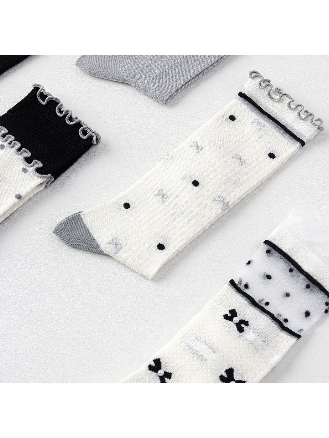 Rufia - Preppy Patchwork Pattern Crew Socks