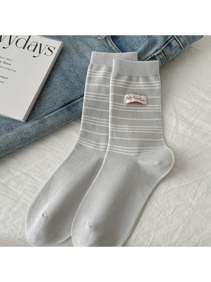 Rufia - Pinstripe Ribbed Crew Socks