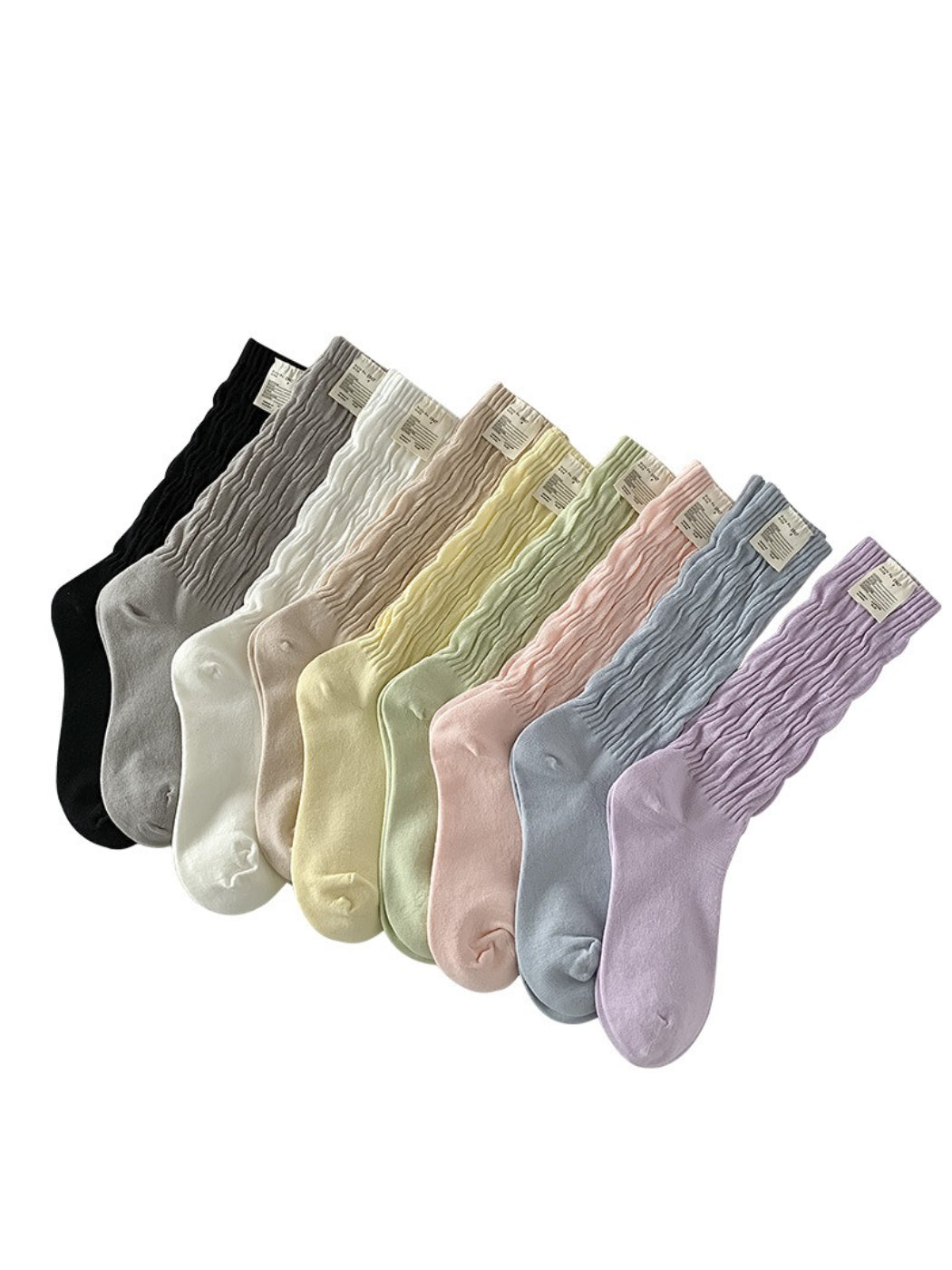 Rufia - Textured Soft Wave Knit Crew Socks