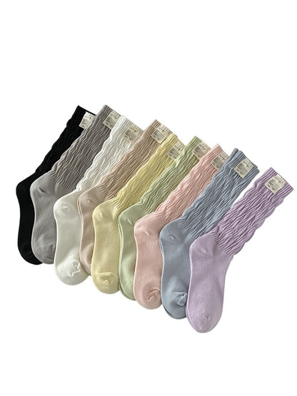 Rufia - Textured Soft Wave Knit Crew Socks