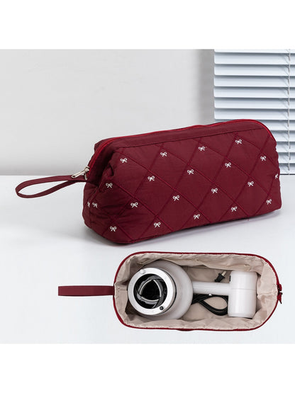 Cosbai - Quilted Bow Detail Hair Dryer Storage Bag