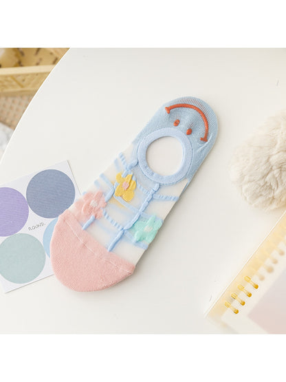 Rufia - Smiley Face Candy-colored No-Show Socks