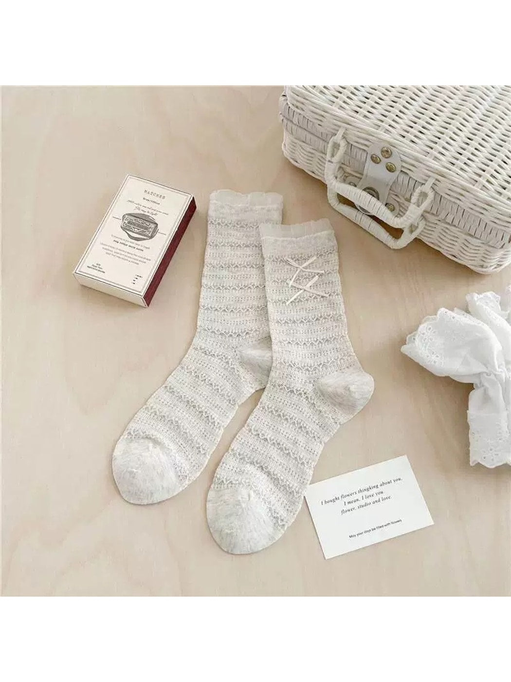 Rufia - Bow Detail Ruffled Style Crew Socks