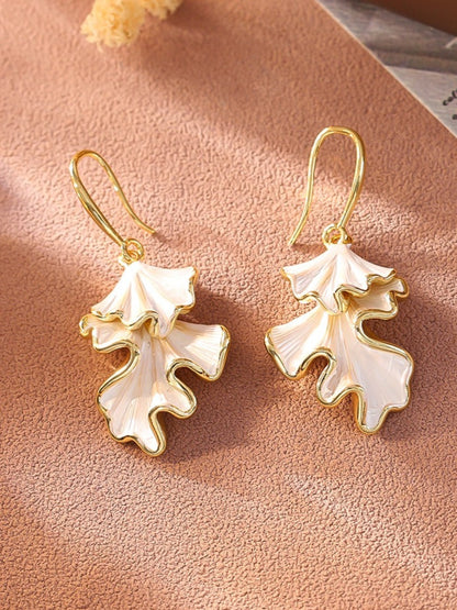 Earwish - Irregular Ginkgo Leaf Metal Earrings - Elegant & Chic