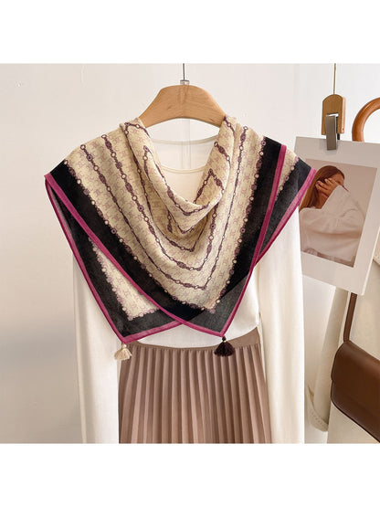 Scarvii - Retro Chain Print Border Square Scarf