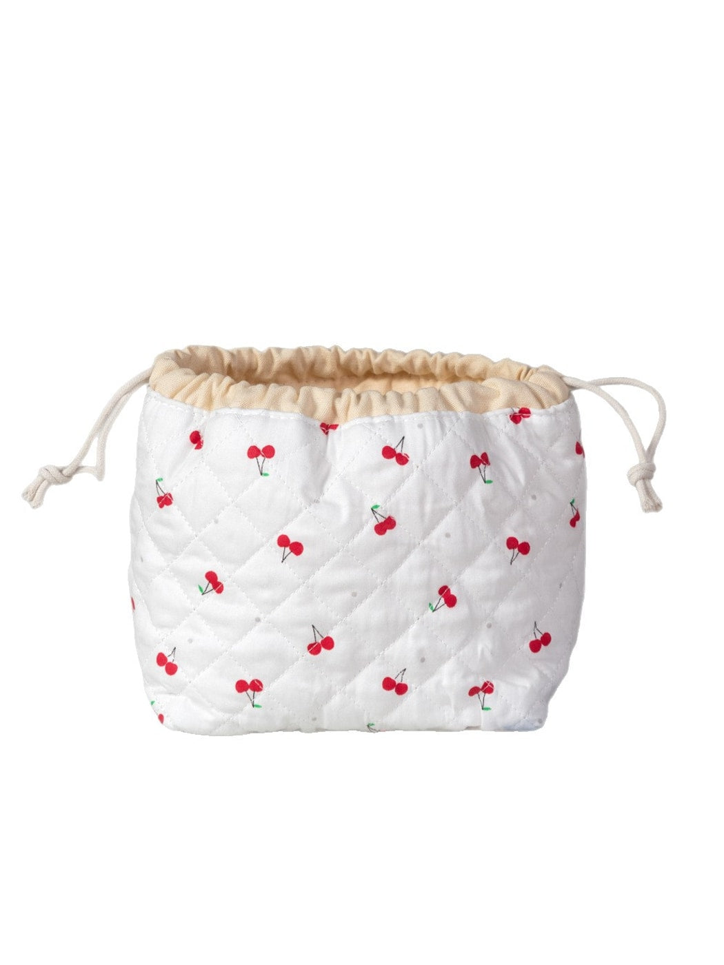 Cosbai - Quilted Round Drawstring Cosmetic Bag