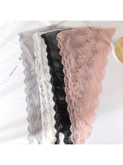 Scarvii - Floral Lace Wave Trim Triangle Bandana