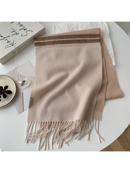Scarvii - Soft Light Checked Fringe Scarf