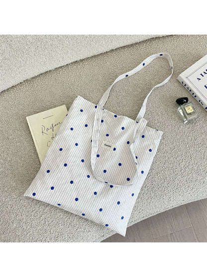 Cosbai - Polka Dot Pinstripe Tote Bag