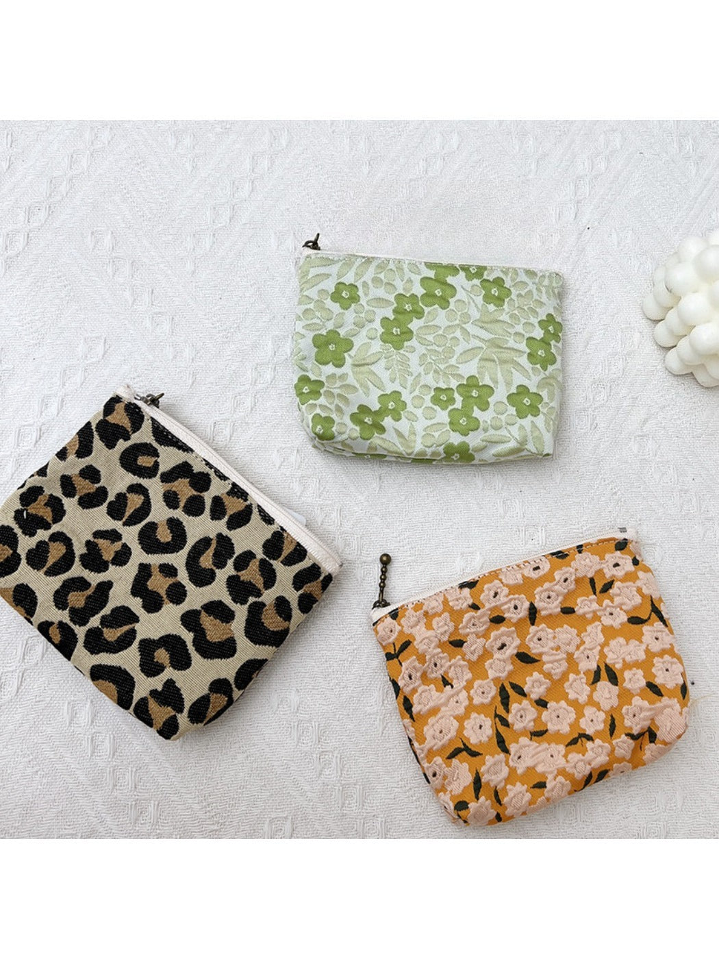 Cosbai - Small Coin Purse with Leopard & Floral Prints