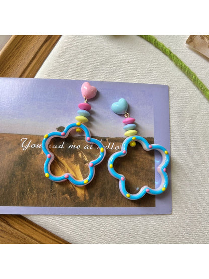 Earwish - Colorful Flower Shaped Drop Earrings
