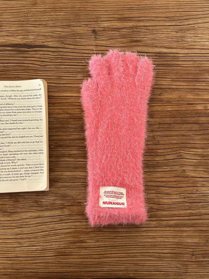 Gloving - Sparkly Fingerless Gloves with Letter Patches & Touchscreen
