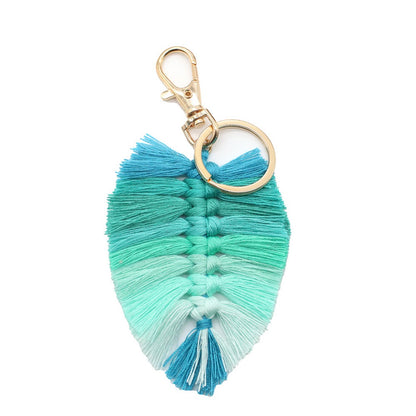 Koco Handwoven Leaf Tassel Keychain for gift accessory